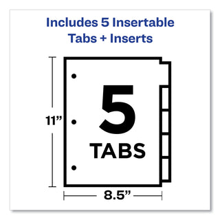 Avery® Insertable Big Tab Dividers, 5-Tab, Letter (AVE11110)