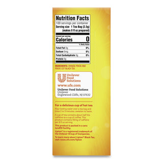 Lipton® Tea Bags, Black, 100/Box (LIP291) (LIPTJL00291)