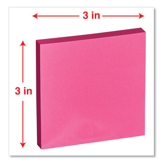 Universal® Fan-Folded Self-Stick Pop-Up Note Pads, 3" x 3", Assorted Bright Colors, 100 Sheets/Pad, 12 Pads/Pack (UNV35611)
