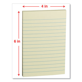 Universal® Self-Stick Note Pads, Note Ruled, 4" x 6", Assorted Pastel Colors, 100 Sheets/Pad, 5 Pads/Pack (UNV35616)