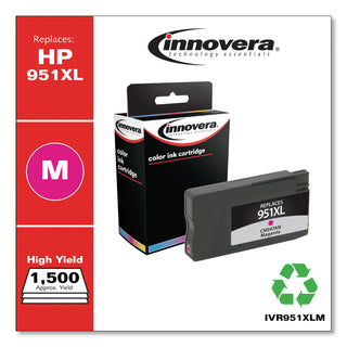 Innovera® Remanufactured Magenta High-Yield Ink, Replacement for HP 951XL (CN047AN), 1500 Page Yield (IVR951XLM)
