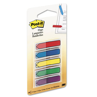 Post-it® Arrow 1/2" Page Flags, Blue/Green/Purple/Red/Yellow, 20/Color, 100/Pack (MMM684ARR1)