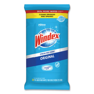 Windex® Glass and Surface Wet Wipe, Cloth, 7 x 8, 38/Pack, 12 Packs/Carton (SJN319251)