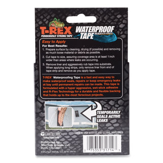 T-REX® Waterproof Tape, 3" Core, 2" x 5 ft, Black (DUC285988)