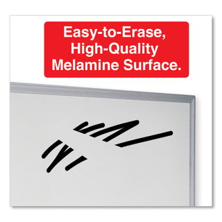 Universal® Deluxe Melamine Dry Erase Board, 72 x 48, Melamine White Surface, Silver Anodized Aluminum Frame (UNV43626)