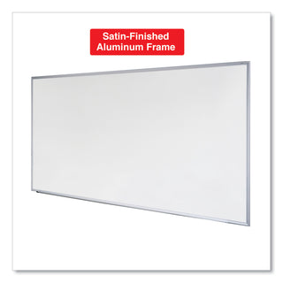 Universal® Deluxe Melamine Dry Erase Board, 72 x 48, Melamine White Surface, Silver Anodized Aluminum Frame (UNV43626)