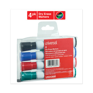 Universal® Dry Erase Marker, Medium Bullet Tip, Assorted Colors, 4/Set (UNV43680)