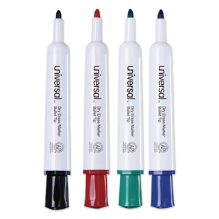 Universal® Dry Erase Marker, Medium Bullet Tip, Assorted Colors, 4/Set (UNV43680)