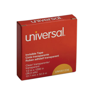 Universal® Invisible Tape, 1" Core, 0.5" x 36 yds, Clear (UNV81236)