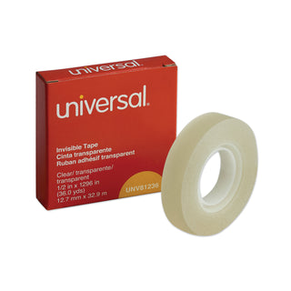 Universal® Invisible Tape, 1" Core, 0.5" x 36 yds, Clear (UNV81236)