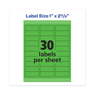 Avery® High-Visibility Permanent Laser ID Labels, 1 x 2 5/8, Neon Green, 750/Pack (AVE5971)