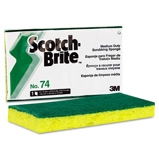 Scotch-Brite® PROFESSIONAL Medium-Duty Scrubbing Sponge, 3.6 x 6.1, 0.7" Thick, Yellow/Green, 20/Carton (MMM74-CS)