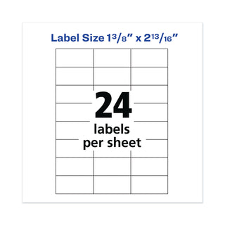 Avery® Copier Mailing Labels, Copiers, 1.38 x 2.81, White, 24/Sheet, 100 Sheets/Box (AVE5363)