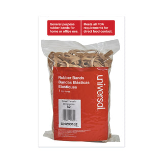 Universal® Rubber Bands, Size 62, 0.04" Gauge, Beige, 1 lb Box, 490/Pack (UNV00162)