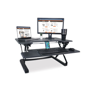 Victor® High Rise Height Adjustable Standing Desk with Keyboard Tray, 36w x 31.25d x 20h, Gray/Black (VCTDCX760G)