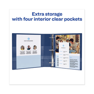 Avery® Heavy-Duty View Binder with DuraHinge and One Touch EZD Rings, 3 Rings, 1.5" Capacity, 11 x 8.5, Navy Blue (AVE79805)