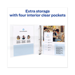 Avery® Heavy-Duty View Binder with DuraHinge and One Touch EZD Rings, 3 Rings, 1" Capacity, 11 x 8.5, White (AVE79199)