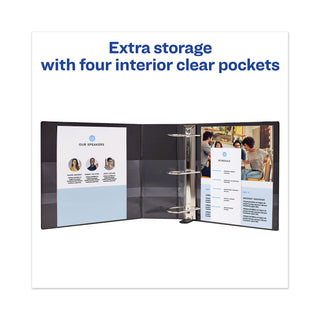 Avery® Heavy-Duty View Binder with DuraHinge and Locking One Touch EZD Rings, 3 Rings, 4" Capacity, 11 x 8.5, Black (AVE79604)