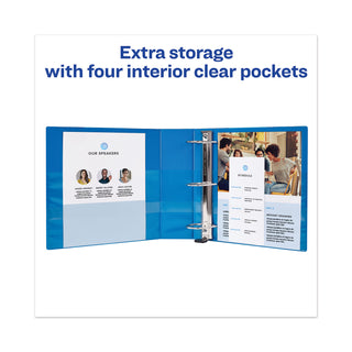 Avery® Heavy-Duty View Binder with DuraHinge and Locking One Touch EZD Rings, 3 Rings, 5" Capacity, 11 x 8.5, Pacific Blue (AVE79817)