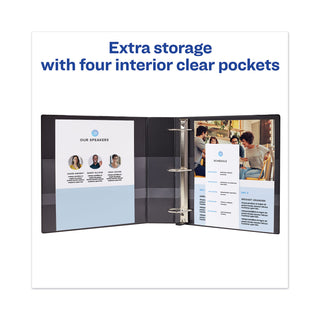 Avery® Heavy-Duty View Binder with DuraHinge and Locking One Touch EZD Rings, 3 Rings, 3" Capacity, 11 x 8.5, Black (AVE79693)