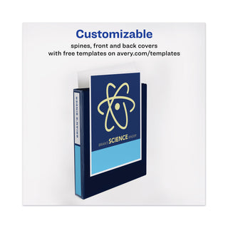Avery® Heavy-Duty View Binder with DuraHinge and One Touch EZD Rings, 3 Rings, 1" Capacity, 11 x 8.5, Navy Blue (AVE79809)