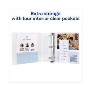 Avery® Heavy-Duty View Binder with DuraHinge and Locking One Touch EZD Rings, 3 Rings, 3" Capacity, 11 x 8.5, White (AVE79193)
