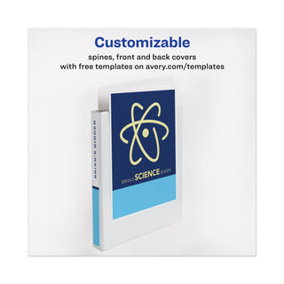 Avery® Heavy-Duty View Binder with DuraHinge and One Touch EZD Rings, 3 Rings, 1" Capacity, 11 x 8.5, White (AVE79199)