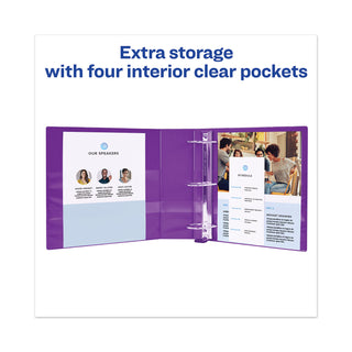 Avery® Heavy-Duty View Binder with DuraHinge and One Touch EZD Rings, 3 Rings, 1.5" Capacity, 11 x 8.5, Purple (AVE79774)