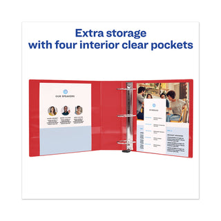 Avery® Heavy-Duty View Binder with DuraHinge and Locking One Touch EZD Rings, 3 Rings, 3" Capacity, 11 x 8.5, Red (AVE79325)