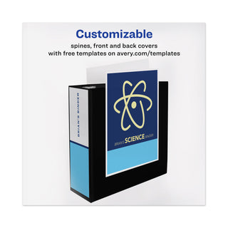 Avery® Heavy-Duty View Binder with DuraHinge and Locking One Touch EZD Rings, 3 Rings, 4" Capacity, 11 x 8.5, Black (AVE79604)