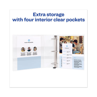 Avery® Heavy-Duty View Binder with DuraHinge and One Touch EZD Rings, 3 Rings, 2" Capacity, 11 x 8.5, White (AVE79192)