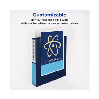Avery® Heavy-Duty View Binder with DuraHinge and One Touch EZD Rings, 3 Rings, 1.5" Capacity, 11 x 8.5, Navy Blue (AVE79805)