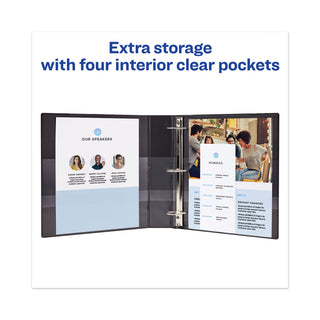 Avery® Heavy-Duty View Binder with DuraHinge and One Touch EZD Rings, 3 Rings, 1.5" Capacity, 11 x 8.5, Black (AVE79695)