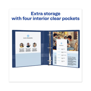 Avery® Heavy-Duty View Binder with DuraHinge and One Touch EZD Rings, 3 Rings, 1" Capacity, 11 x 8.5, Navy Blue (AVE79809)
