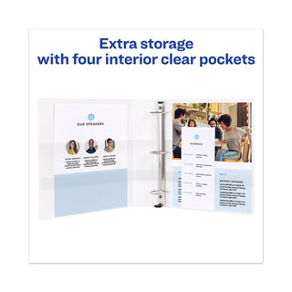Avery® Heavy-Duty View Binder with DuraHinge, One Touch EZD Rings and Extra-Wide Cover, 3 Rings, 1.5" Capacity, 11 x 8.5, White (AVE01319)