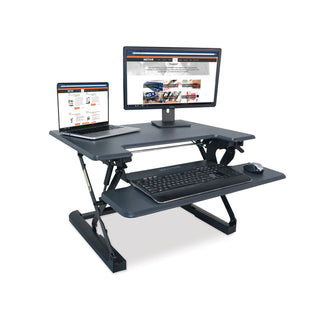 Victor® High Rise Height Adjustable Standing Desk with Keyboard Tray, 31w x 31.25d x 20h, Gray/Black (VCTDCX710G)