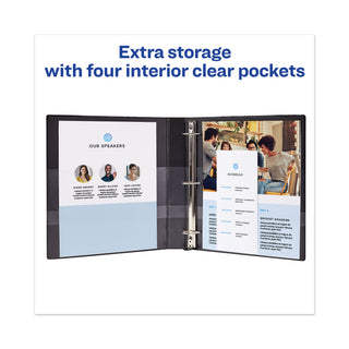 Avery® Heavy-Duty View Binder with DuraHinge and One Touch EZD Rings, 3 Rings, 1" Capacity, 11 x 8.5, Black (AVE79699)
