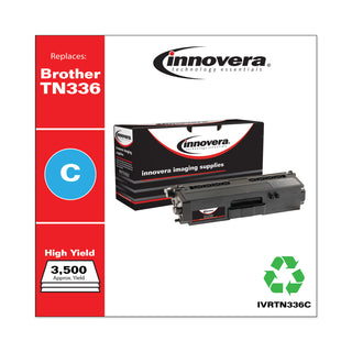 Innovera® Remanufactured Cyan High-Yield Toner Cartridge, Replacement for Brother TN336C, 3,500 Page-Yield (IVRTN336C)