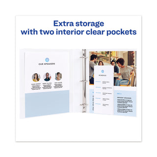Avery® Heavy-Duty View Binder with DuraHinge and One Touch Slant Rings, 3 Rings, 0.5" Capacity, 11 x 8.5, White (AVE79767)