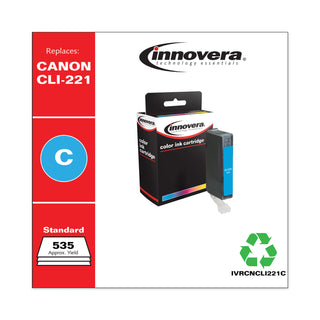 Innovera® Remanufactured Cyan Ink, Replacement For Canon CLI-221C (2947B001), 535 Page Yield (IVRCNCLI221C)