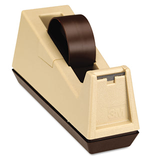 Scotch® Heavy-Duty Weighted Desktop Tape Dispenser, 3" Core, Plastic, Putty/Brown (MMMC25)