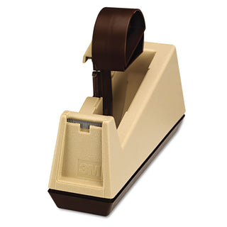 Scotch® Heavy-Duty Weighted Desktop Tape Dispenser, 3" Core, Plastic, Putty/Brown (MMMC25)