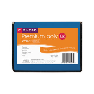 Smead™ Poly Premium Wallets, 5.25" Expansion, 1 Section, Letter Size, Navy Blue (SMD71503)