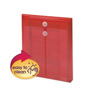 Smead™ Poly String and Button Interoffice Envelopes, String and Button Closure, 9.75 x 11.63, Transparent Red, 5/Pack (SMD89547)