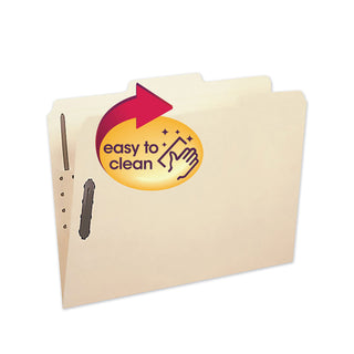 Smead™ Poly Top Tab Folder with Two Fasteners, 1/3-Cut Tabs, Letter Size, Manila, 24/Box (SMD10545)