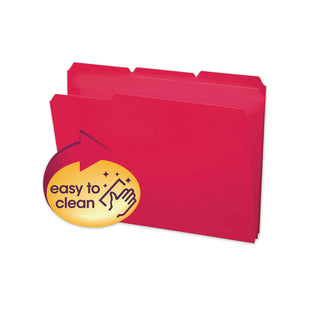Smead™ Top Tab Poly Colored File Folders, 1/3-Cut Tabs, Letter Size, Red, 24/Box (SMD10501)