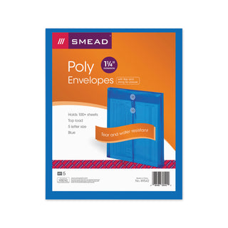 Smead™ Poly String & Button Interoffice Envelopes, String & Button Closure, 9.75 x 11.63, Transparent Blue, 5/Pack (SMD89542)