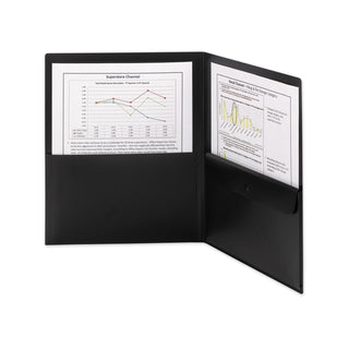 Smead™ Poly Two-Pocket Folder w/Security Pocket, 11 x 8.5, Black, 5/Pack (SMD87700)