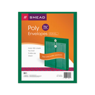 Smead™ Poly String & Button Interoffice Envelopes, String & Button Closure, 9.75 x 11.63, Transparent Green, 5/Pack (SMD89543)