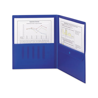 Smead™ Poly Two-Pocket Folder w/Security Pocket, 11 x 8 1/2, Blue, 5/Pack (SMD87701)
